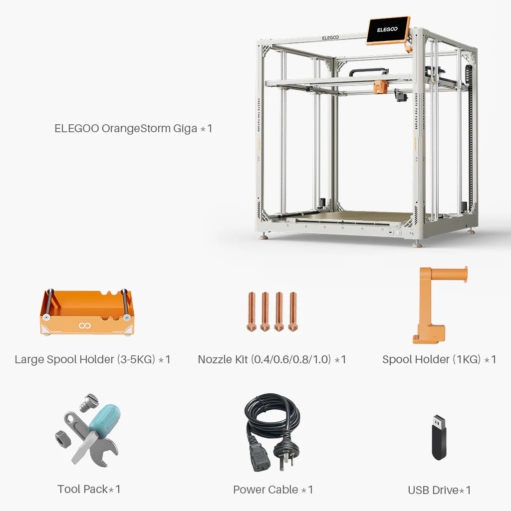 Elegoo OrangeStorm Giga – Extra-Large CoreXY 3D Printer with 800×800×1000 mm Build Volume