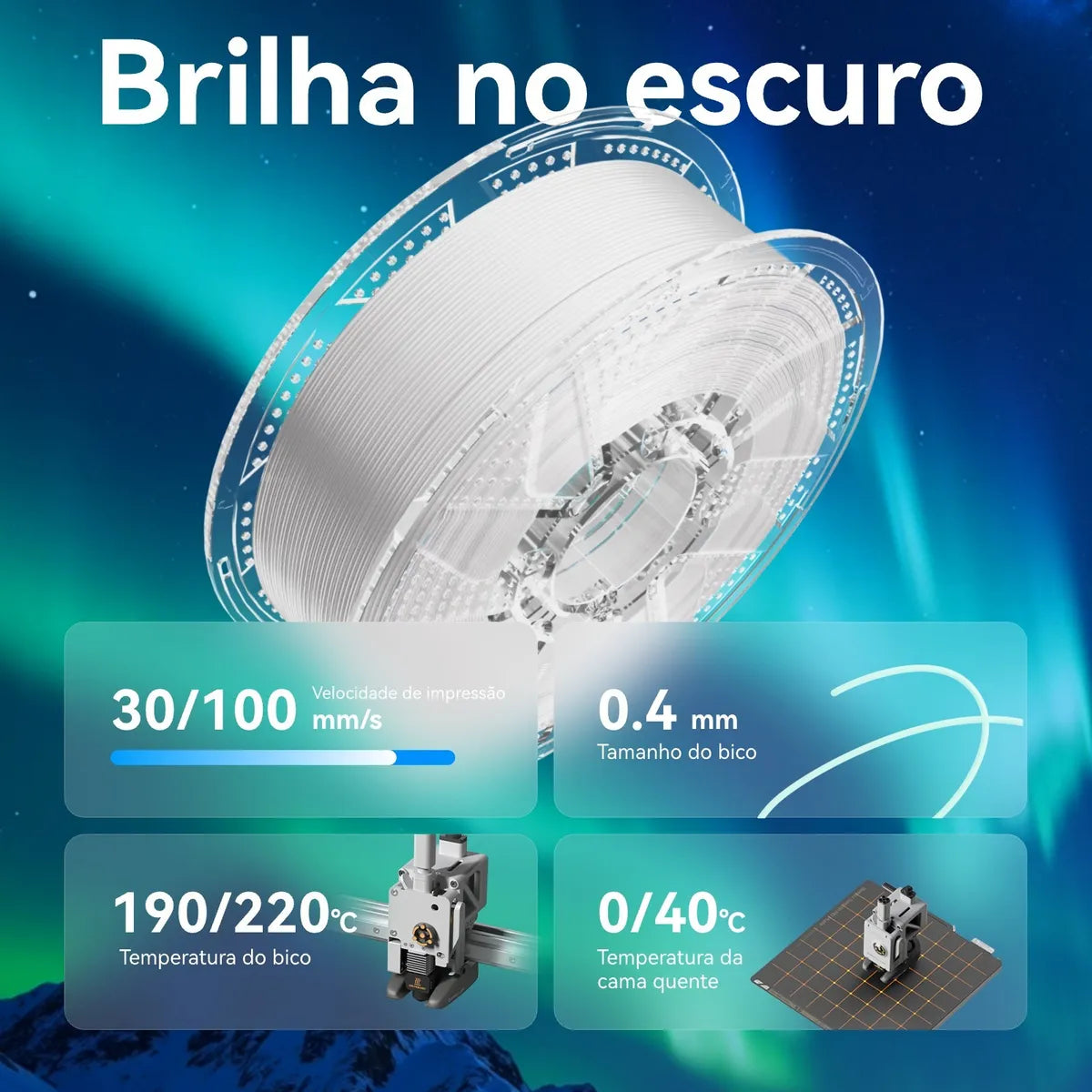 Conjure PLA Rainbow Glow-in-the-Dark Filament – 1.75mm – 1Kg
