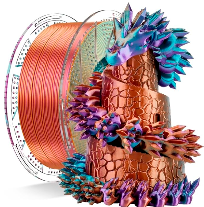 Conjure Silk PLA Tricolor Filament – 1.75mm, 1Kg – Color-Shift Finish for Stunning 3D Prints