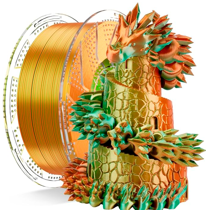 Conjure Silk PLA Tricolor Filament – 1.75mm, 1Kg – Color-Shift Finish for Stunning 3D Prints