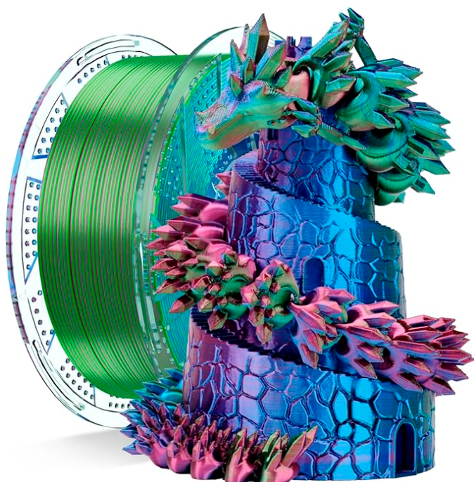 Conjure Silk PLA Tricolor Filament – 1.75mm, 1Kg – Color-Shift Finish for Stunning 3D Prints