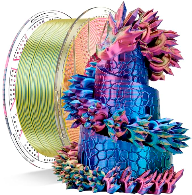 Conjure Silk PLA Tricolor Filament – 1.75mm, 1Kg – Color-Shift Finish for Stunning 3D Prints