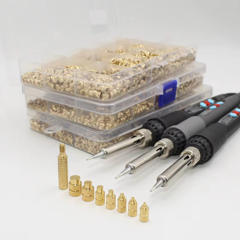Heat-Set Insert Kit with Soldering Iron for 3D Printing | Copper Tips, Professional Inserts, M2–M8 Compatible