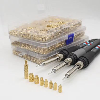 Heat-Set Insert Kit with Soldering Iron for 3D Printing | Copper Tips, Professional Inserts, M2–M8 Compatible