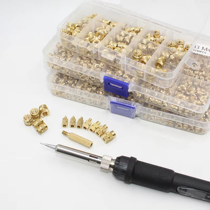 Heat-Set Insert Kit with Soldering Iron for 3D Printing | Copper Tips, Professional Inserts, M2–M8 Compatible